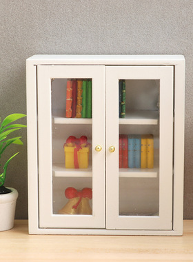 1:12娃娃屋dollhouse迷你家具微缩模型白色柜子挂橱挂壁收纳柜