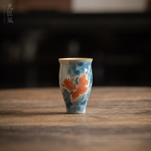 九匠风手绘仿古水墨茶杯家用陶瓷闻香杯主人杯单杯功夫茶具品茗