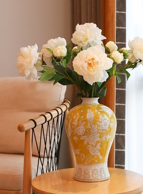 陶瓷花瓶高级感梅瓶青花瓷客厅摆件餐桌装饰风家居高端摆设潮