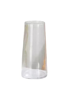 现代简约电镀幻彩透明玻璃小花瓶小清新梯形客厅水养炫彩家居摆件