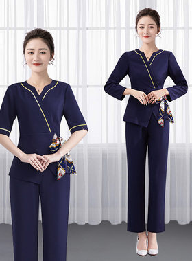 新款美容院美容师工作服足浴店采耳按摩推油技师工服套装K018