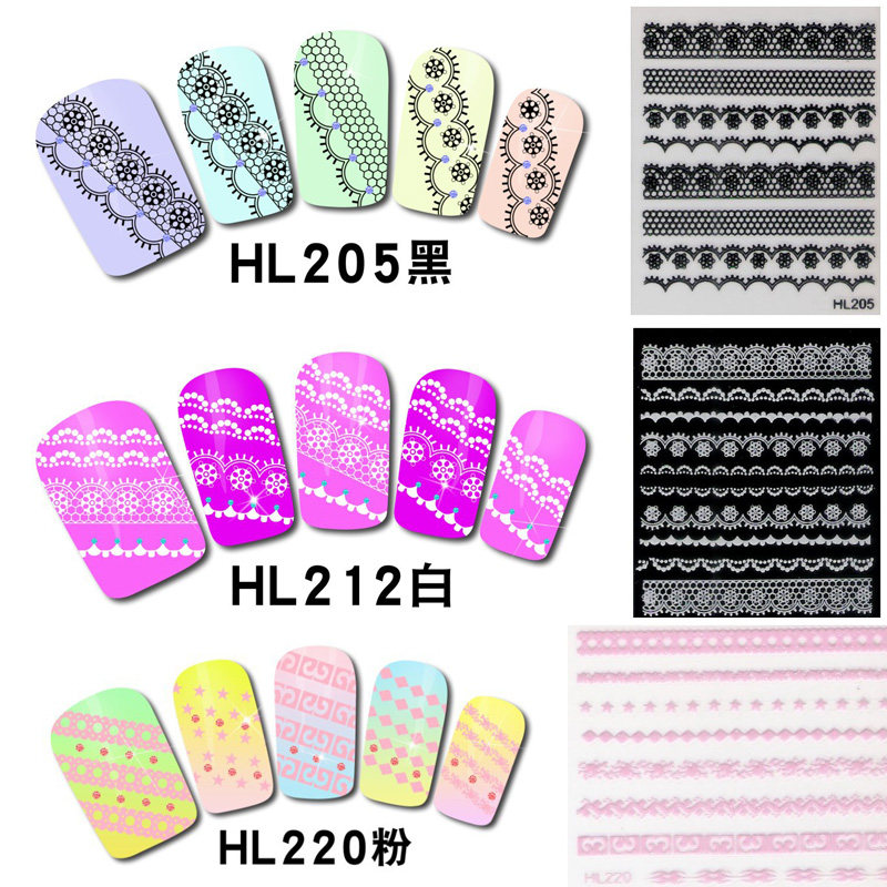 美甲用品工具饰品3D贴花DIY韩国黑白蕾丝指甲贴纸|msdalam kategori Alat solek/minyak wangi/kecantikan, Nail Poland/Produk kuku (New), kosmetik kuku - dari Buy2taobao.com untuk memberikan perkhidmatan ejen Taobao profesional membeli