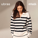 ubras睡衣慕斯绒条纹加厚情侣家居服套装 可外穿 保暖睡衣女冬新款