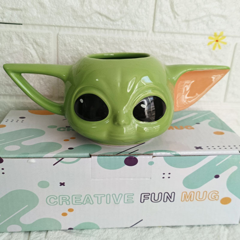 星战绿色卡通表情马克杯陶瓷杯动漫3D水杯咖啡杯送男友