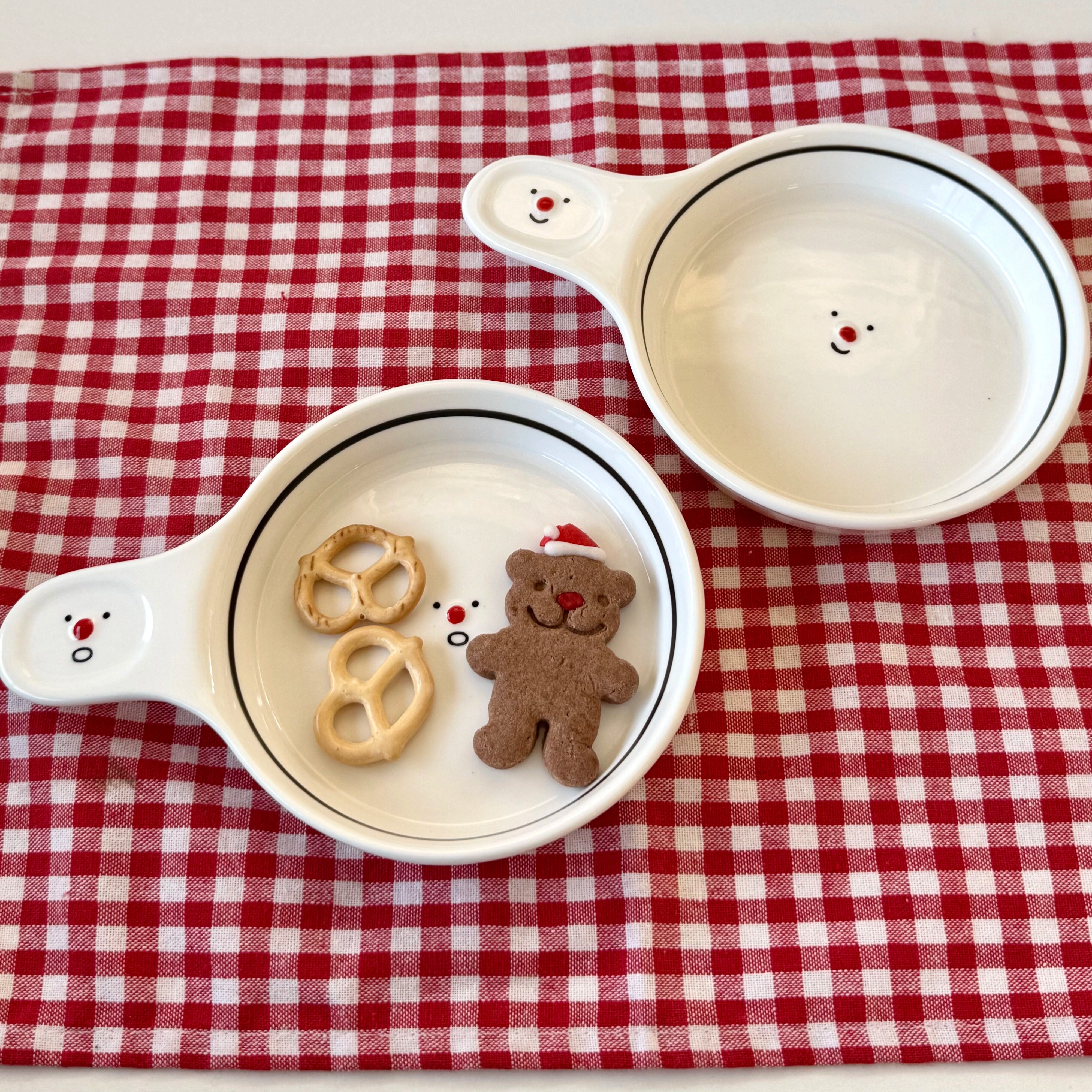 卡通造型雪人手柄陶瓷碟子卡通造型餐具甜品碟家用小盘子早餐碟子