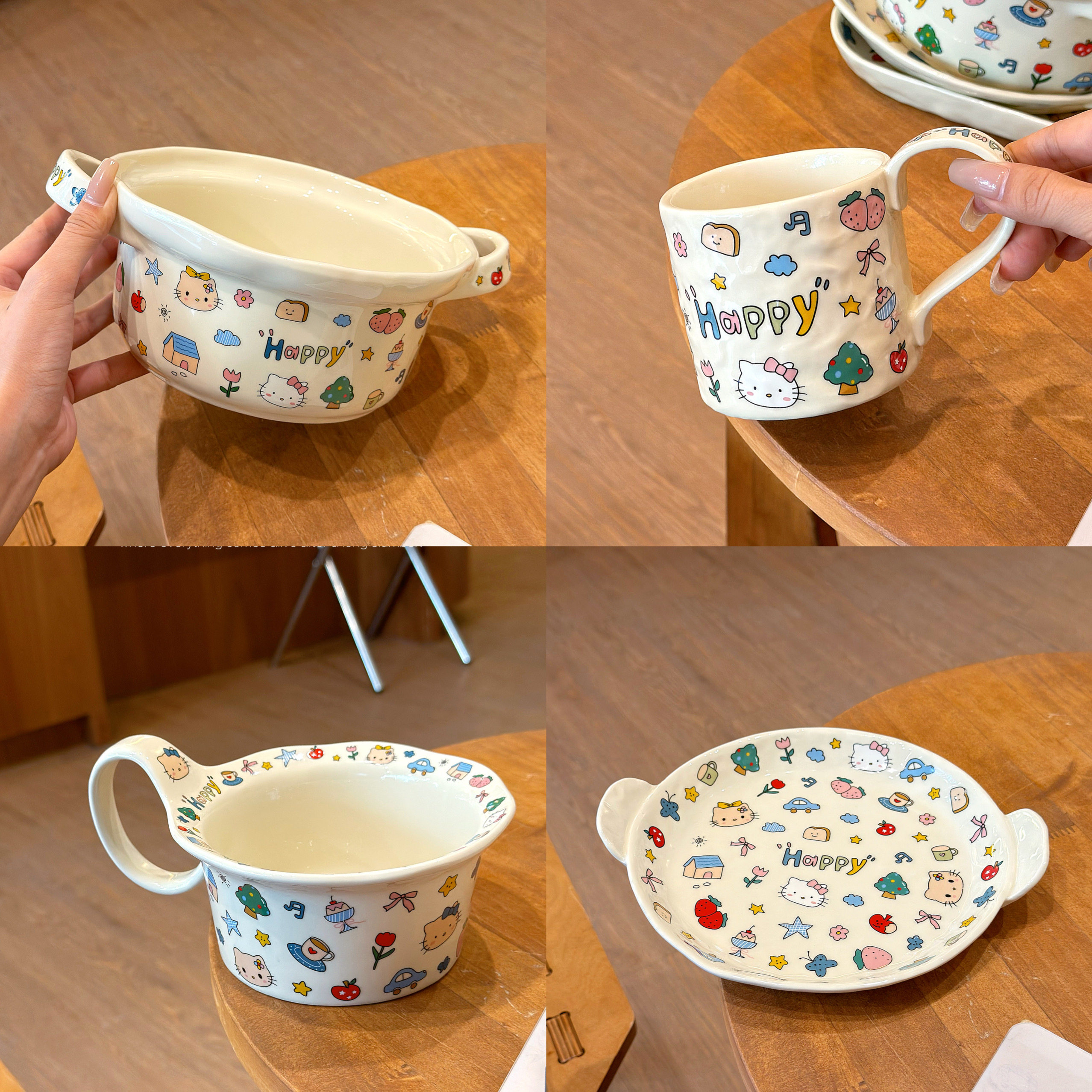 HelloKitty可爱卡通陶瓷碗家用米饭碗大容量汤碗面碗咖啡杯甜品碗