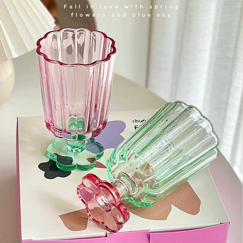 彩色ins高颜值牛奶水杯玻璃
