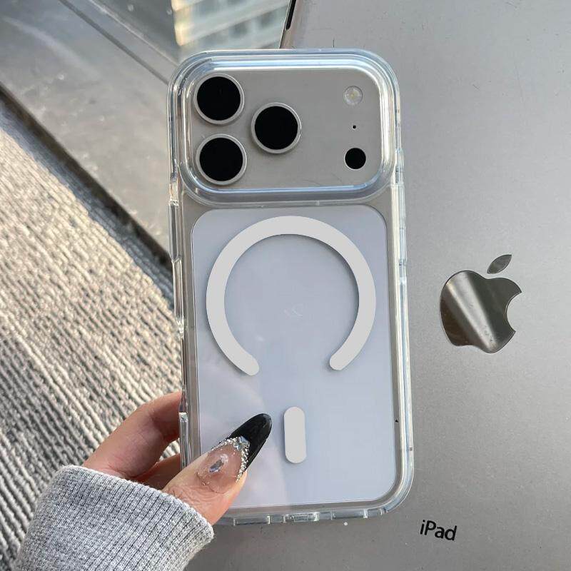 高级肤感透明磁吸壳适用苹果17promax透蓝手机壳iPhone16/15/14/13pro简约个性14/13/12/11全包防摔13pro新款
