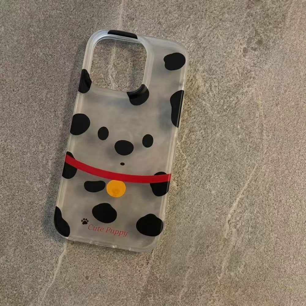 铃铛斑点小狗适用苹果17promax透白手机壳磨砂iPhone16pro/15/14/13软壳适用华为P80vivo小米17oppo保护套