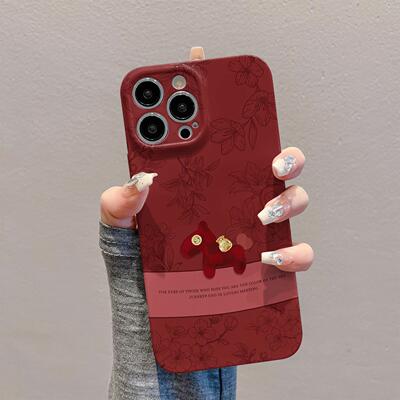 红色花朵小马适用苹果17promax菲林手机壳iPhone16max小众创意15/14/13pro全包防摔vivo华为P70小米17oppo套