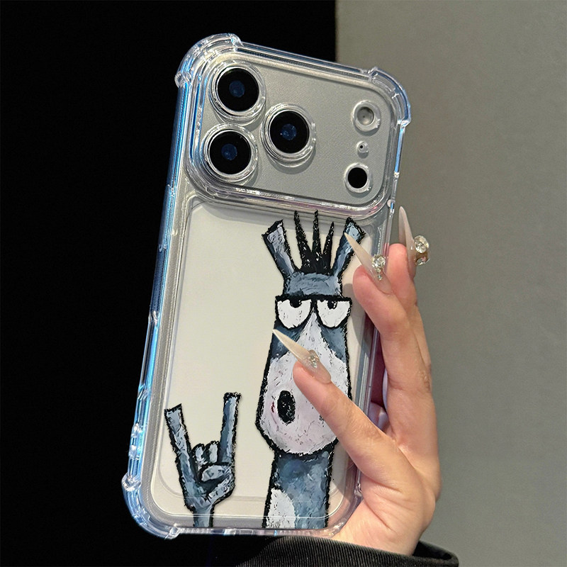 抽象涂鸦蓝马适用苹果17promax四角防摔气囊手机壳iPhone16/15/14/13pro全包透明vivo华为P70小米17oppo潮款