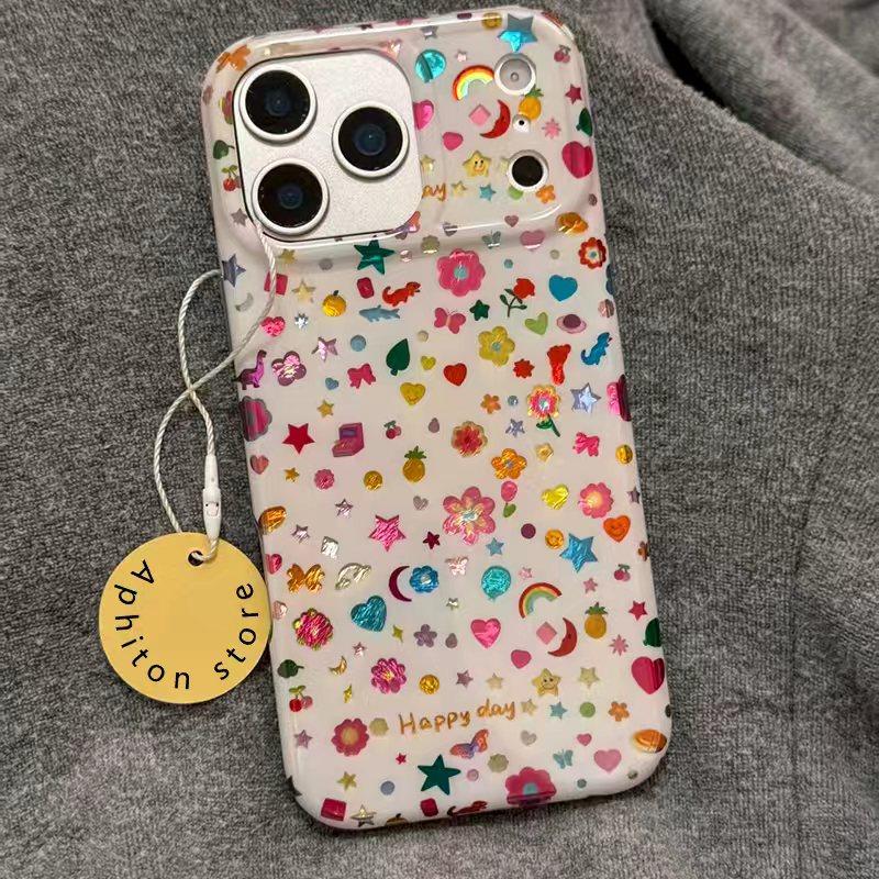 彩虹小图案适用苹果17promax冰川手机壳iPhone16/15小众创意14/13pro/17AIR华为P70vivo小米15新款oppo保护套