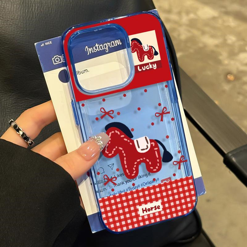 波点红色小马适用苹果17promax透蓝手机壳iPhone17/16/15/14pro简约个性14/13/12/11全包防摔13pro男女保护套