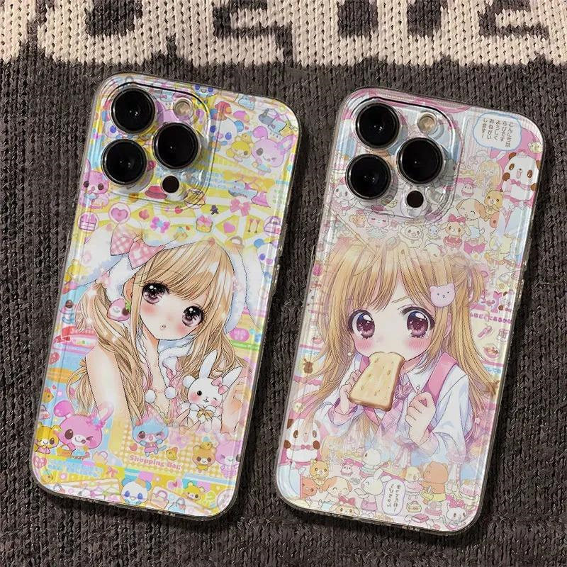 古早抱兔女孩适用苹果17/16promax太空手机壳透明iPhone16/15/14/13pro全包防摔vivo华为P70小米17oppo女款套