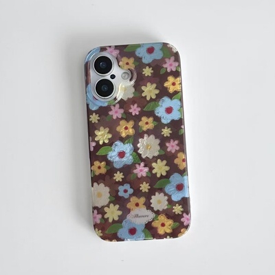 秋冬满屏彩色花适用苹果17promax冰川手机壳iPhone16promax新款15/14pro全包防摔12/11华为P70vivo小米15oppo