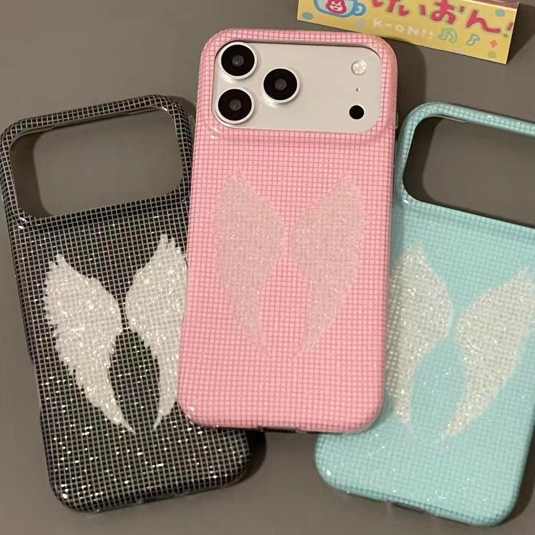 格子翅膀钻石纹IMD大孔适用于苹果17promax手机壳iPhone16pro/15pro女款时尚14promax/13pro/12创意11保护套