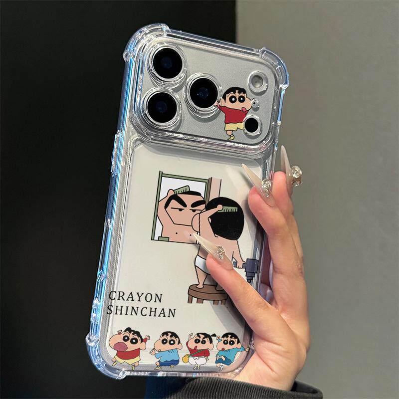 梳头小新适用于苹果17promax四角防摔气囊手机壳iPhone16/15/14/13pro全包透明vivo华为P70小米17oppo个性潮