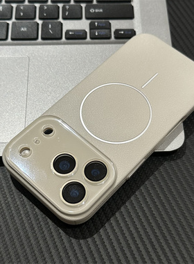 白色荔枝纹PC磁吸壳适用苹果17promax手机壳iPhone16pro新款15plus小众创意14/13promax全包防摔12pro保护套