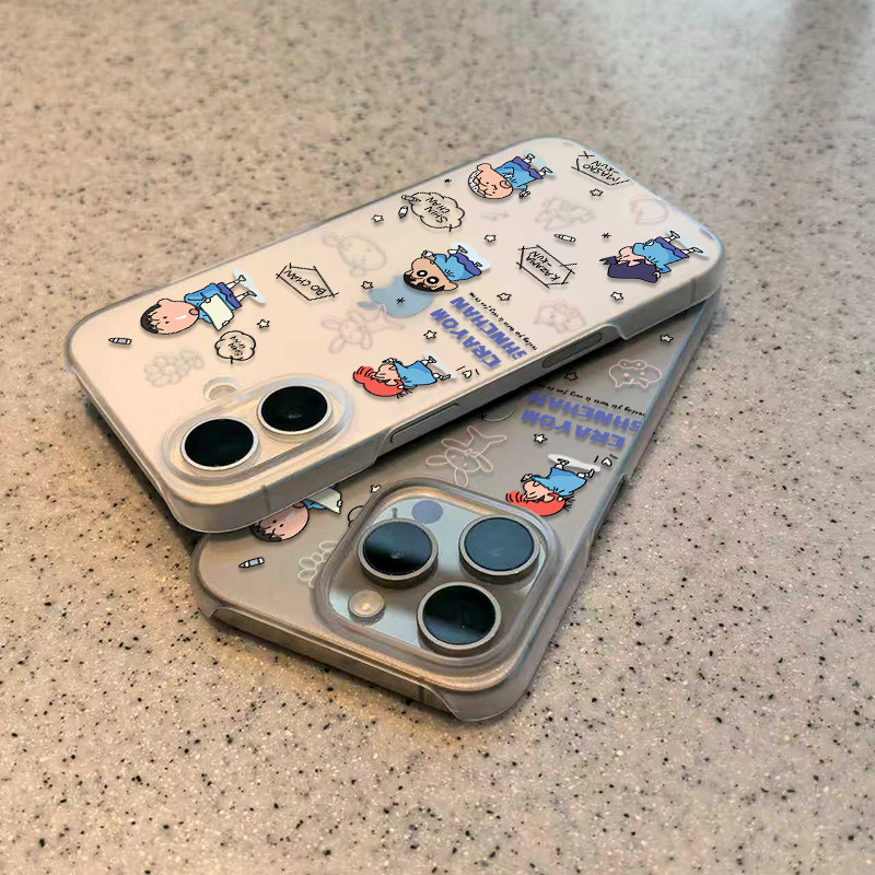 涂鸦画小新适用苹果17promax磨砂PC半包手机壳iPhone16pro个性创意15/14简约13provivo华为p70小米15oppo保护