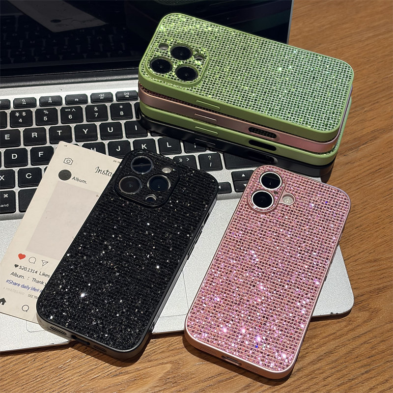 轻奢高级感适用iPhone18/17Promax金属漆闪钻手机壳苹果16/15pro磨砂硬壳14/13pro个性12/11promax保护套