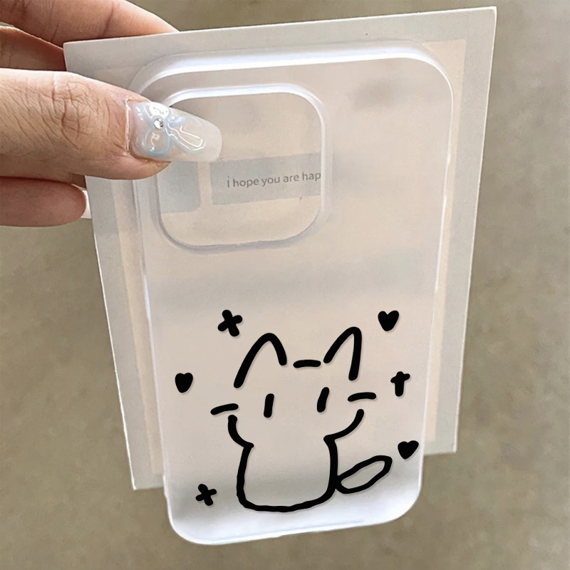 穆祉丞手绘猫适用苹果17/16promax透白小麦壳iPhone15pro可爱卡通14plus小众创意13pro个性12pro磨砂软套11潮
