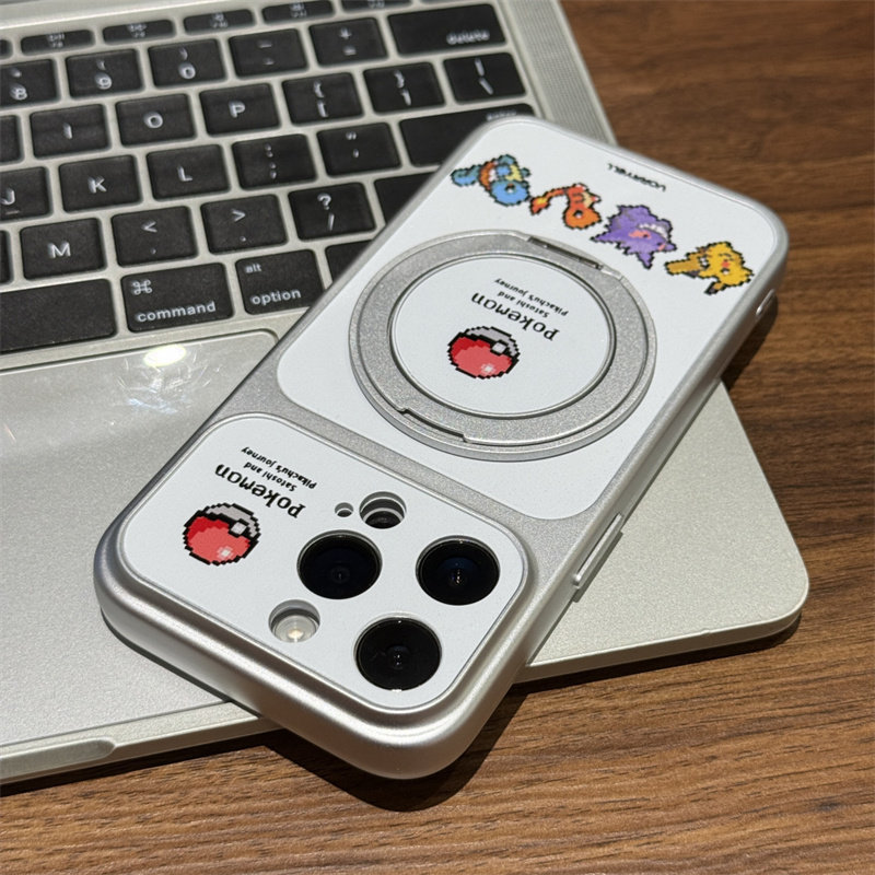 缩小版精灵球像素宝可梦支架适用苹果17/16promax电镀手机壳iPhone15/14pro防摔AIR华为p70vivo小米17oppo套
