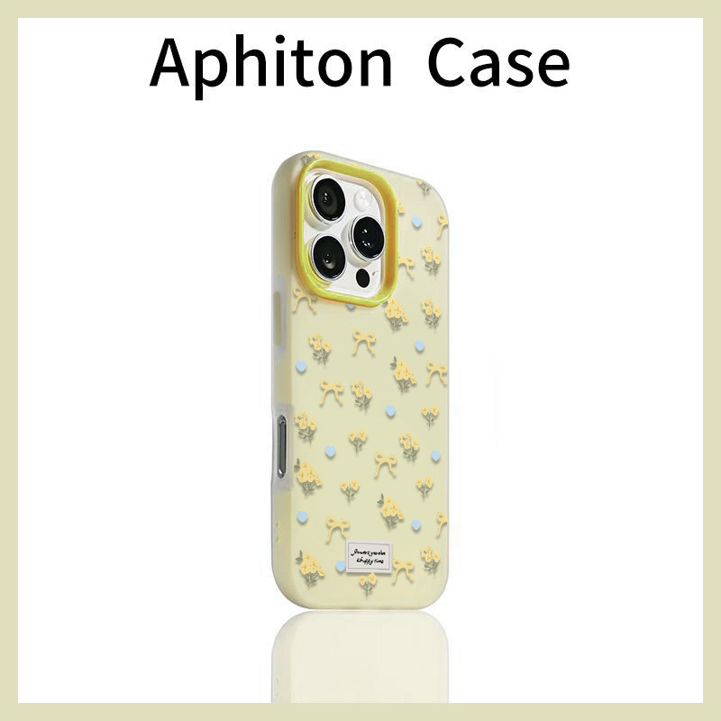 早春黄色碎花适用苹果17/16promax果冻肤感二合一手机壳iPhone15/14/13pro小清新vivo华为P70小米17oppo女款