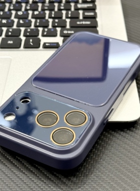 深蓝色肤感水晶秒变18适用苹果16/17promax手机壳适用iPhone15pro/14/13全包镜头膜12/11网红个性17AIR保护套