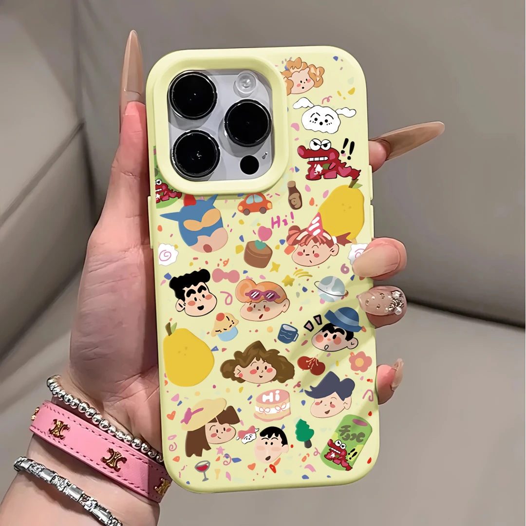 可爱小新一家适用iPhone17pro/17promax/16pro/16糯米防摔手机壳苹果15pro/15/14pro/14/13pro/13/12pro/12套