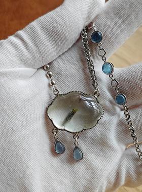 原创设计925银饰镶嵌原矿水晶兔毛共生矿项链吊坠一物一图