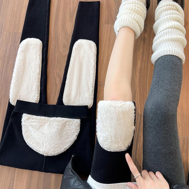 冬季新款加绒加厚打底裤女外穿高腰护膝兔貂绒保暖棉裤子女装