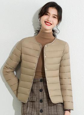 圆领内胆棉服女冬季新款修身打底V领纯色显瘦保暖短款轻薄小棉袄