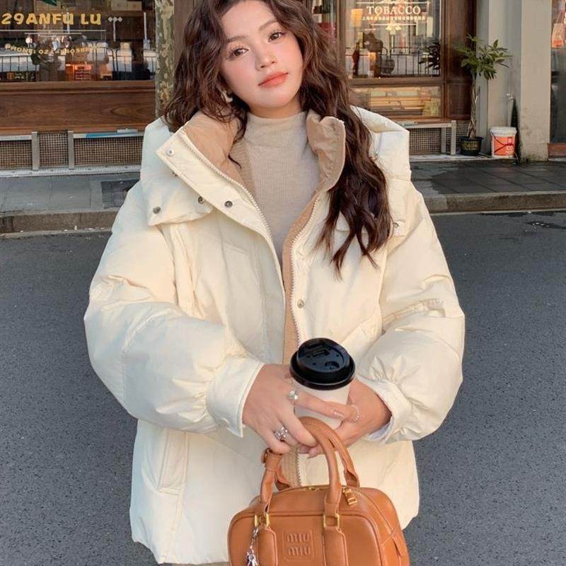 短款棉衣女冬季2025年学院风韩版宽松羽绒棉服小个子棉袄加厚外套