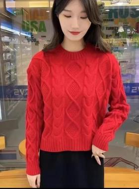 小个子针织上衣女2025年秋冬新款时尚气质圆领套头加厚短款毛衣潮