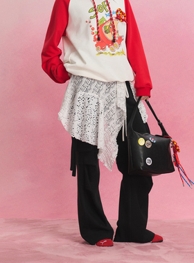 SOFITTE 25AW白色春夏时尚潮流拼接时尚设计短款蕾丝屁帘半身裙女