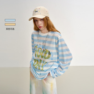 SOFITTE条纹字母logo印花T恤