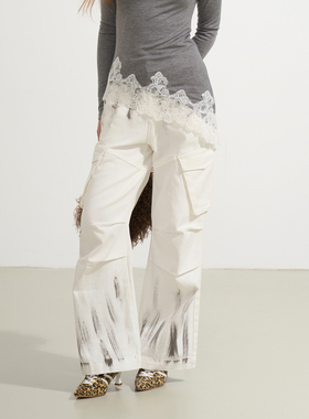 SOFITTE 25AW白色泼墨宽松工装百搭牛仔裤舒适休闲男女同款