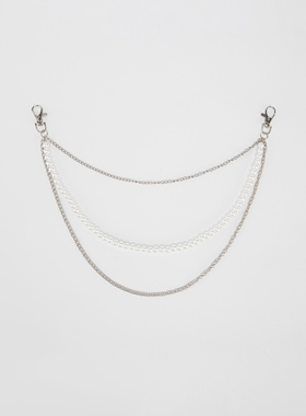 SOFITTE 25AW美式复古街头多层链条珍珠腰链百搭潮配饰男女同款