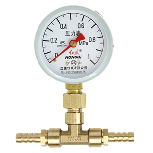 促销红旗压力表Y-60装铜三通成套宝塔快插测管路气压10公斤装软管