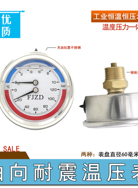 促销耐震温度压力一体表10BAR恒温恒压水系统管道80℃外壳不锈钢