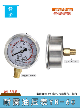 特价PT1/4耐震压力表YN-60油压表2分抗震压力表1.6MPa上海方峻