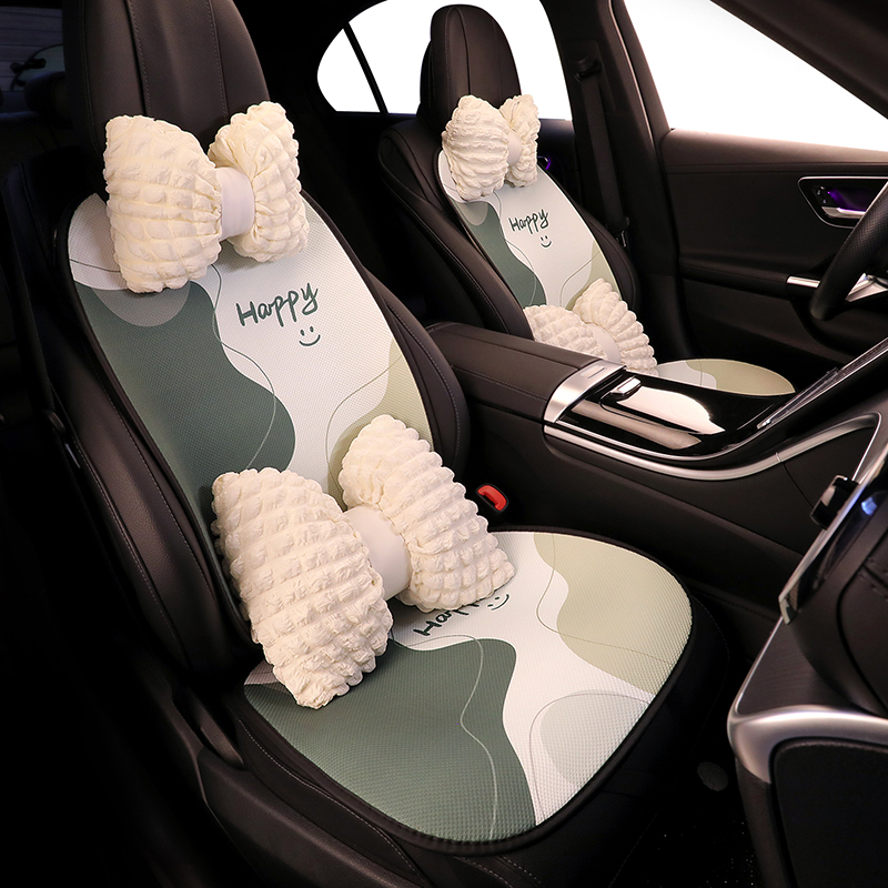 汽车坐垫四季通用2025新款莫兰迪网红女神高级感座垫卡通后排座套
