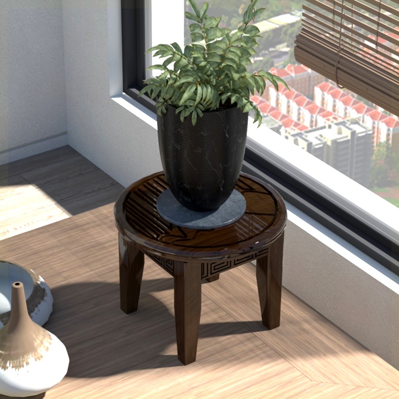 新中式小花架客厅落地极简多肉花台盆栽奇石头摆件底座托架小花几