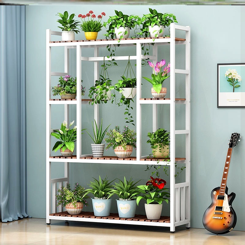 花架子客厅花盆架多层家用隔断铁艺实木吊兰架子花架阳台挂式悬挂