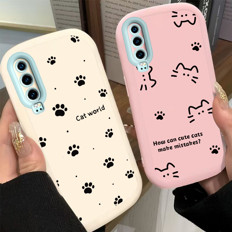 适用华为P30手机壳P3O保护套ELE一AL00新款可爱液态硅胶软壳全包防摔P三零HUAWEIP怕P了ELEAL拍男女线条猫爪