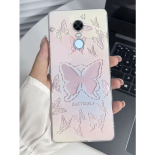 适用于红米5Plus手机壳MEE7保护MET7套Redmi小米5P新款Puls渐变蝴蝶Pius全包redm防摔red软仙女粉色送钢化膜