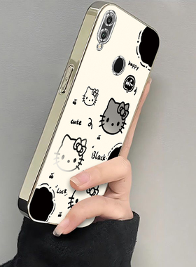 适用荣耀8X手机壳华为HONOR8X保护套H0N0R8X新款可爱软电镀全包防摔HONORX网红八叉高级感爆款X8女生黑白kt猫