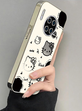 适用华为Mate30Pro手机壳Mete30Pr0保护套M30Por新款MT30软电镀可爱Meta全包防摔Mat魅特迈特Met女生黑白kt猫