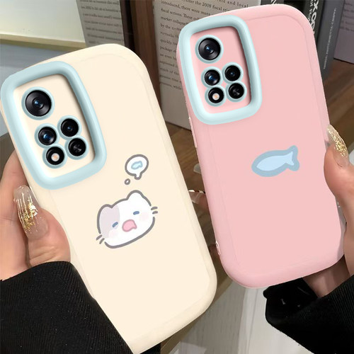 适用红米Note11Pro手机壳小米RedmiNote115G114G保护套4G+5G十RED新款可爱Redmi硅胶全包防摔not男女小猫小鱼