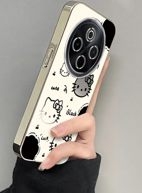 适用vivoY300Pro+手机壳Y300Pr0十vivo保护套新款电镀透明全包防摔曲屏曲面屏viv0加Por丫voviy男女黑白kt猫